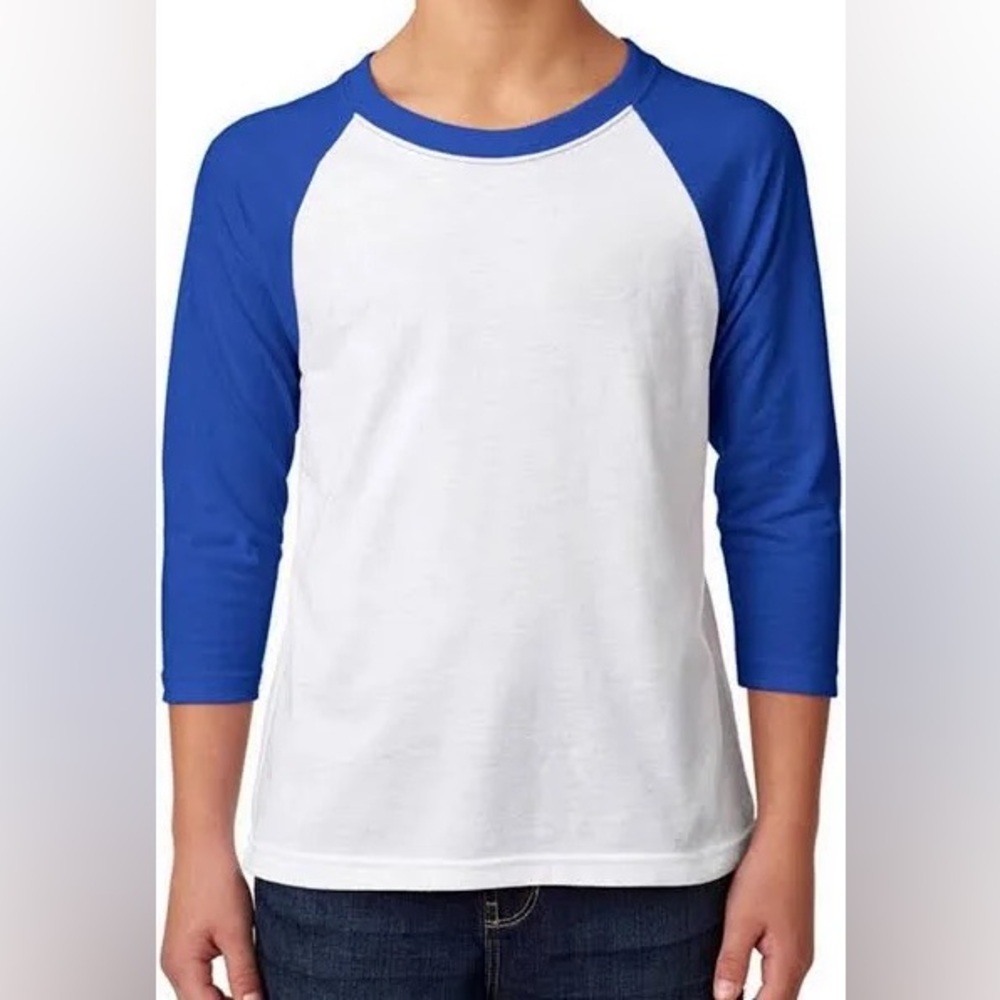 Next Level 3352 Youth CVC blue 3/4-Sleeve Raglan
